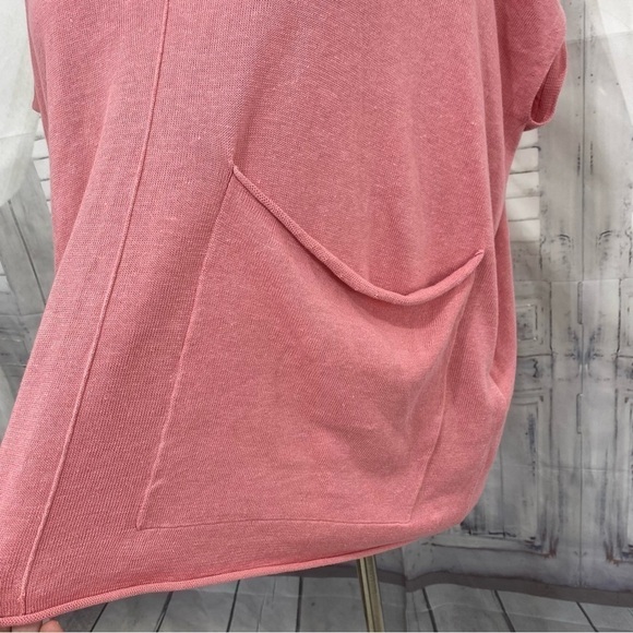Eileen Fisher Blossom Pink Organic Linen Cotton V-Neck Box Top Pocket Oversized - Picture 3 of 11